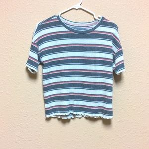 American Eagle lettuce hem crop top size xs grey gray cream